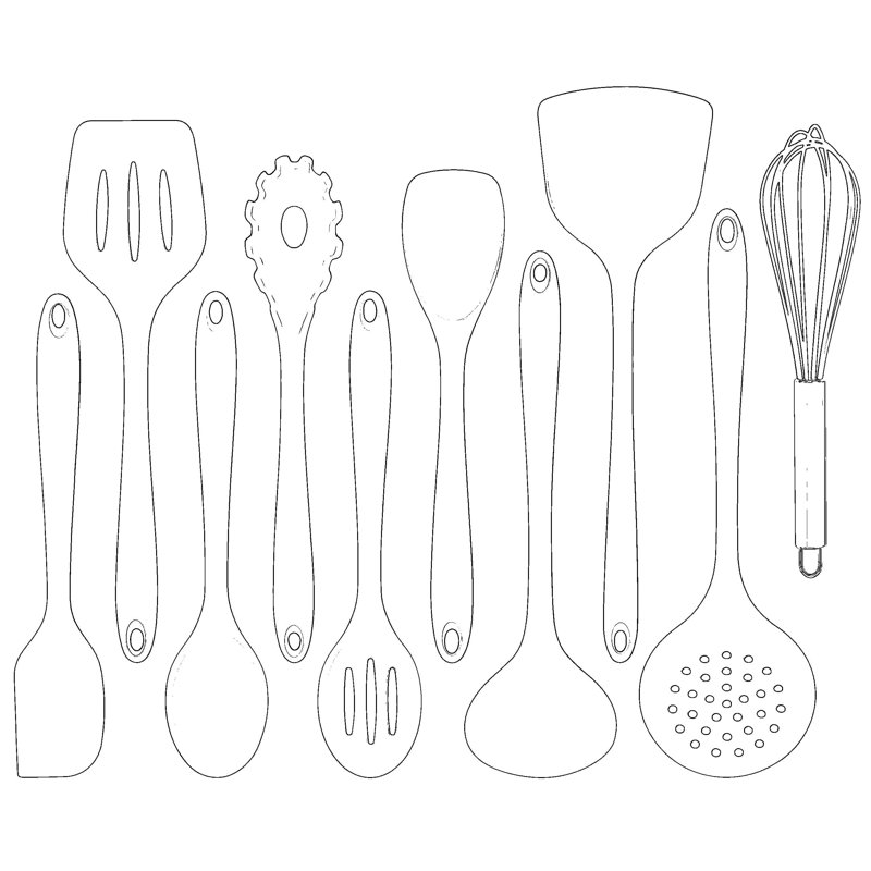 Ensemble 10 pièces d'ustensiles de cuisine en silicone rouge - non toxique, résistant à la chaleur, compatible avec les ustensiles de cuisine antiadhésifs, va au lave-vaisselle, comprend un tournevis, une cuillère, une louche, une spatule, un fouet