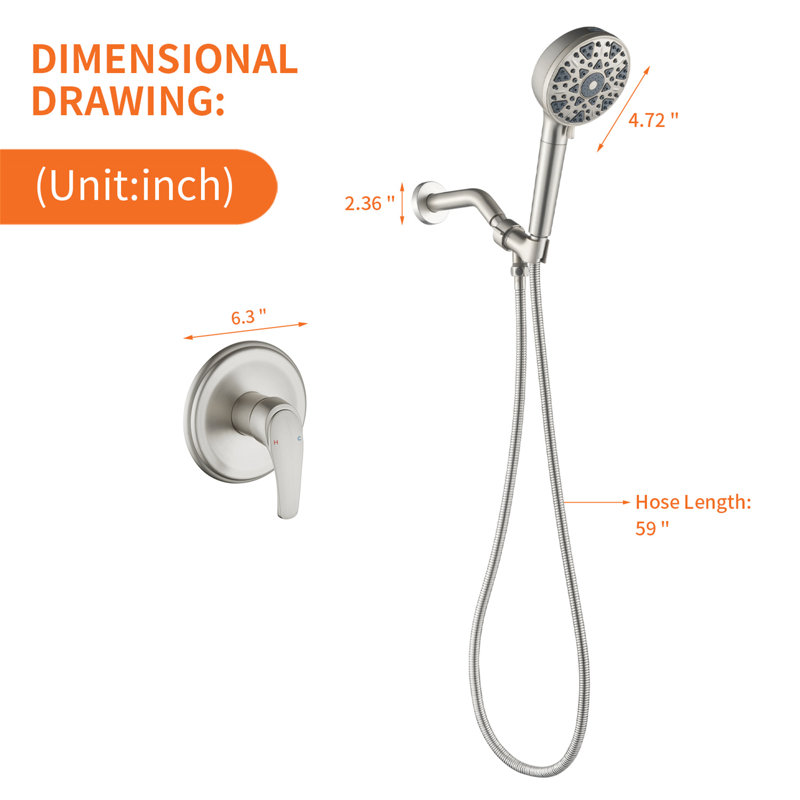Wall Mounted Shower System With Rough-In Valve 7-Spray Single Handle Shower Faucet Set Modern Brass Shower Trim Kit