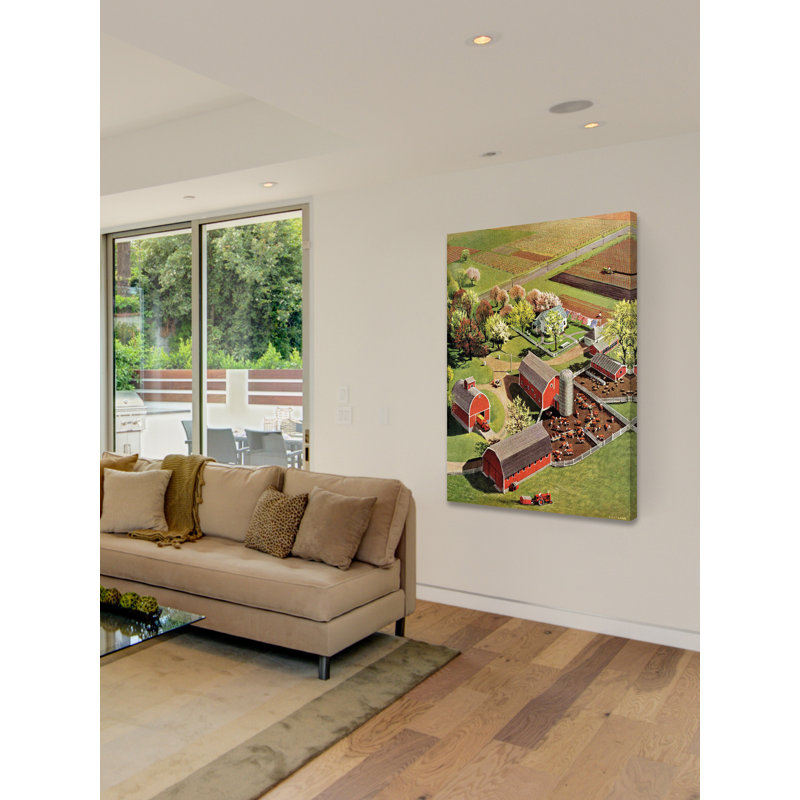 Red Barns - Wrapped Canvas Print, 76cm H x 51cm W