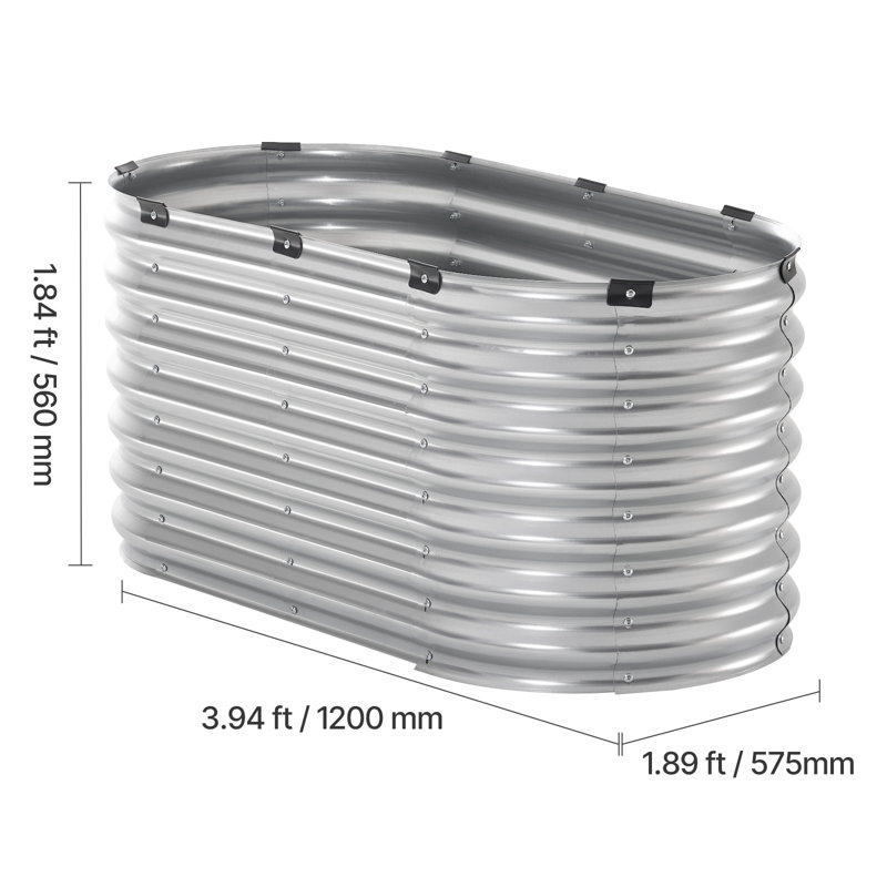 Jardinière en métal surélevée avec jardin 4 x 2 x 1 pi, H 22,08 po x l 47,28 po x P 22,68 po