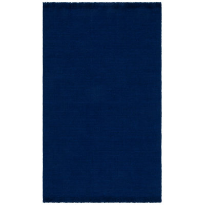 Lauren Ralph Lauren Hand Loomed Wool/Cotton Solid Colour Rug in Navy Blue