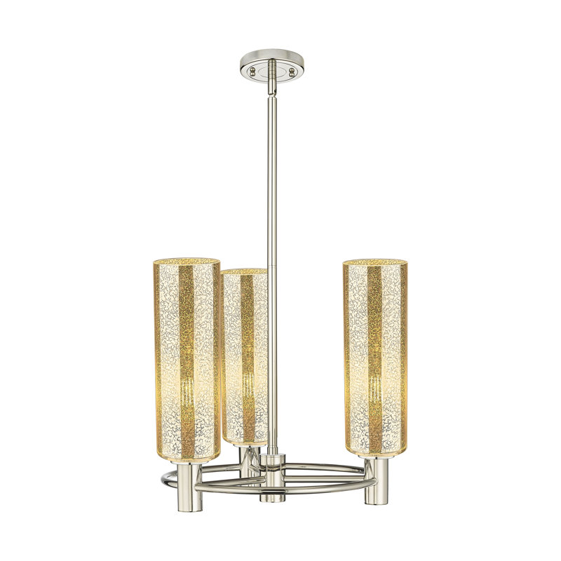 Luminaire suspendu 3 tiges Crown Point, H 15,38 po x l 18 po x P 18 po, Mercure, Nickel poli