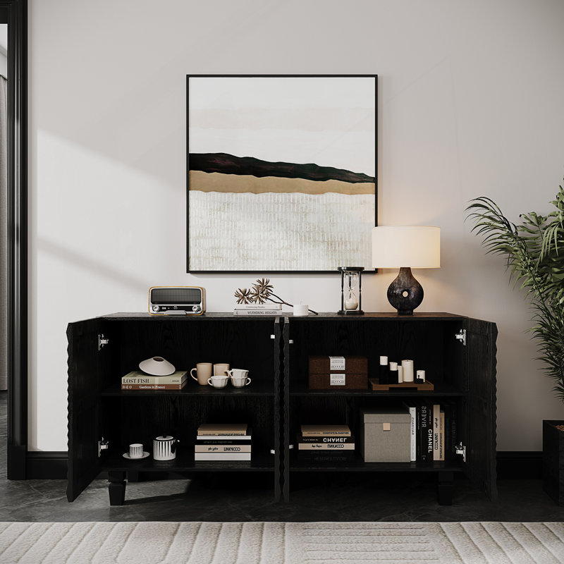 Buffet Modern avec 4 portes Sunburst et armoire de rangement Modern