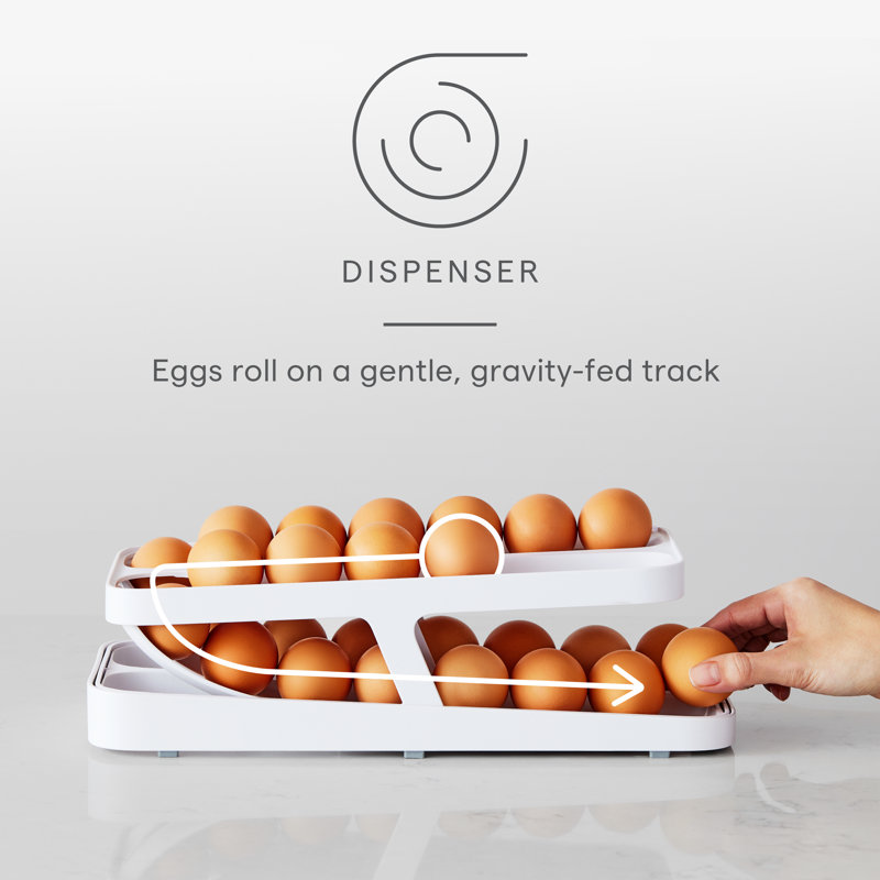 YouCopia RollDown® Egg Dispenser, Rolling Dispenser and Organizer for Refrigerator, Double Track