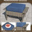Extérieur pour 2 personnes, repose-pieds gris pour patio avec coussins bleus pour terrasse, coussins confortables en mousse haute densité de 3,5 po d'épaisseur, structure en acier thermolaqué rouille, résistant aux intempéries et à la décoloration