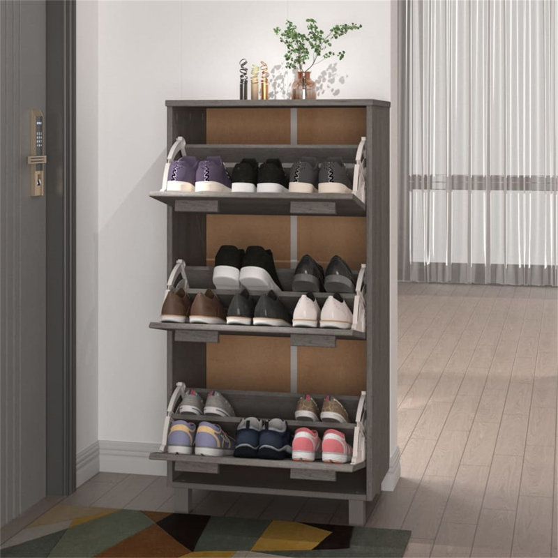 18 Pair Flip Down Shoe Storage, Light Grey