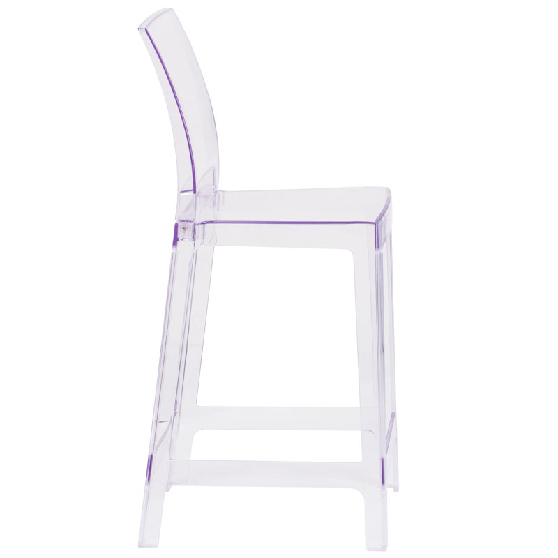 Imca Counter Stool with Square Back in Transparent Crystal - Wedding Chairs, Counter Stool (24" Seat Height)