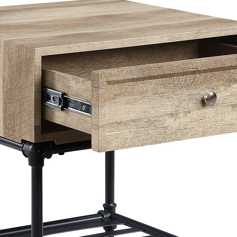 Table de bout en chêne élégant et gris sable pour une utilisation polyvalente à la maison