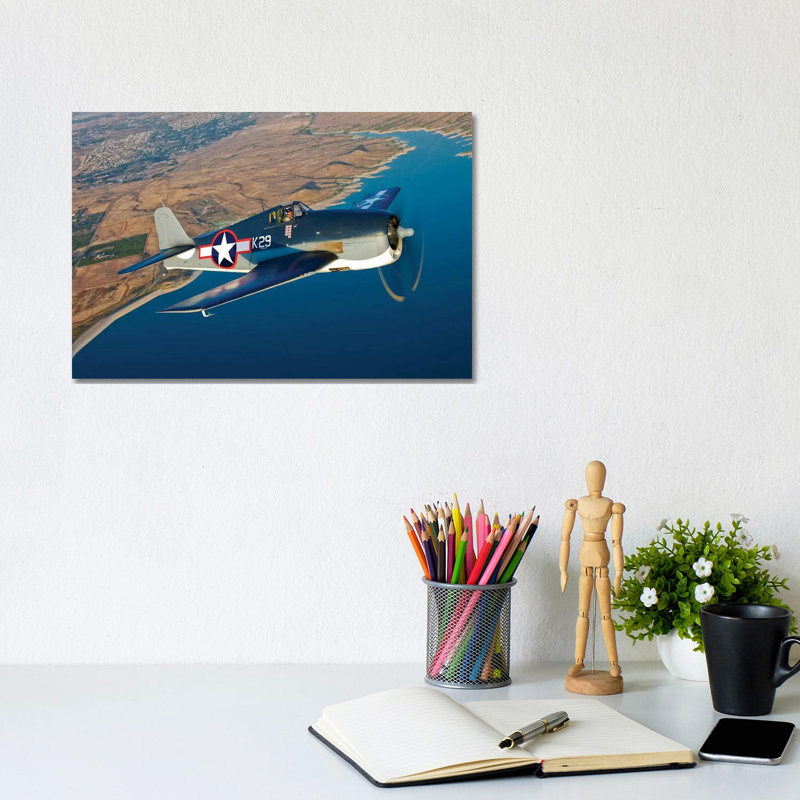 A Grumman F6F Hellcat Fighter Plane In Flight by Scott Germain - Wrapped Canvas Print, 20.32 cm H x 30.48 cm W