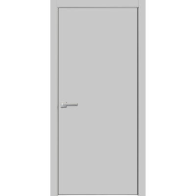Porte intérieure moderne en bois pré-montée avec quincaillerie Planum 0010, gris mat, panneau unique, cadre et moulures, portes robustes pour salle de bain et chambre à coucher - 24 po x 80 po