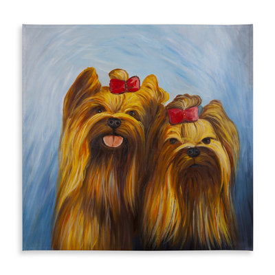 Two Smiling Dogs with Bow Tie Tablecloth | Contemporary Decor