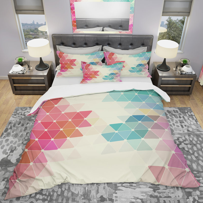 Colorful Geometric Pattern Queen Duvet Cover Set
