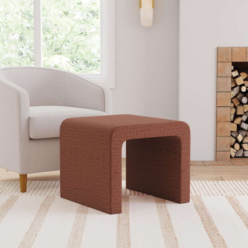 Homepop Arch Ottoman - Rust, Orange Chenille
