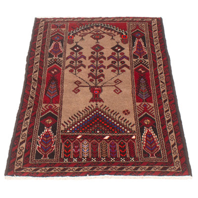 One-of-a-Kind 3'6" x 5'11" New Age Rectangle Wool Area Rug in Tan