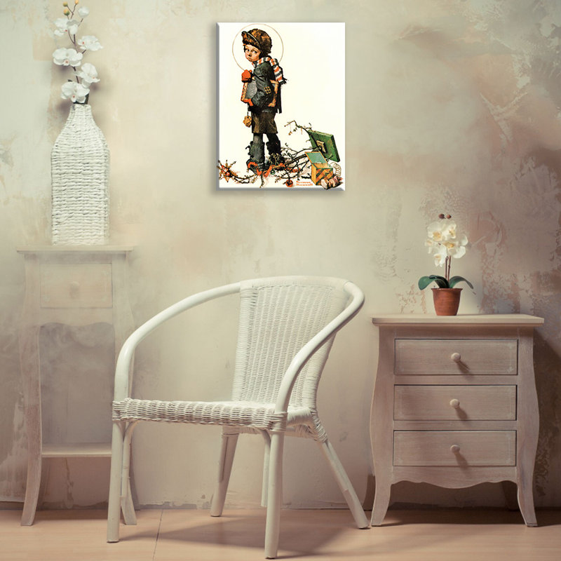 «Back to School» par Norman Rockwell, toile tendue avec châssis, H 18 po x l 13 po