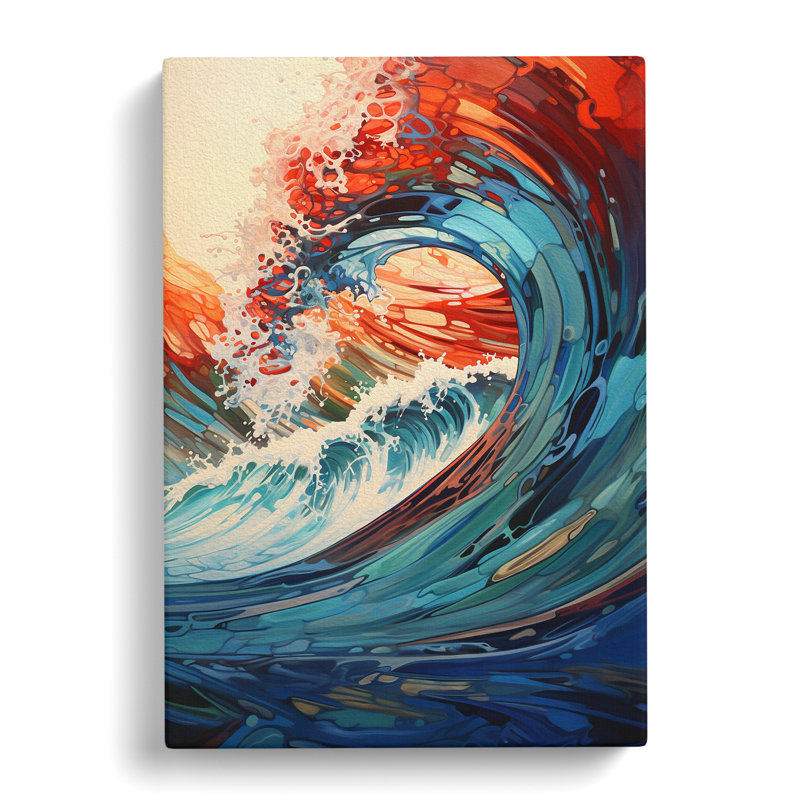 Wave Modern Hard Edge Painting Art - Wrapped Canvas, 50cm H x 35cm W x 3cm D
