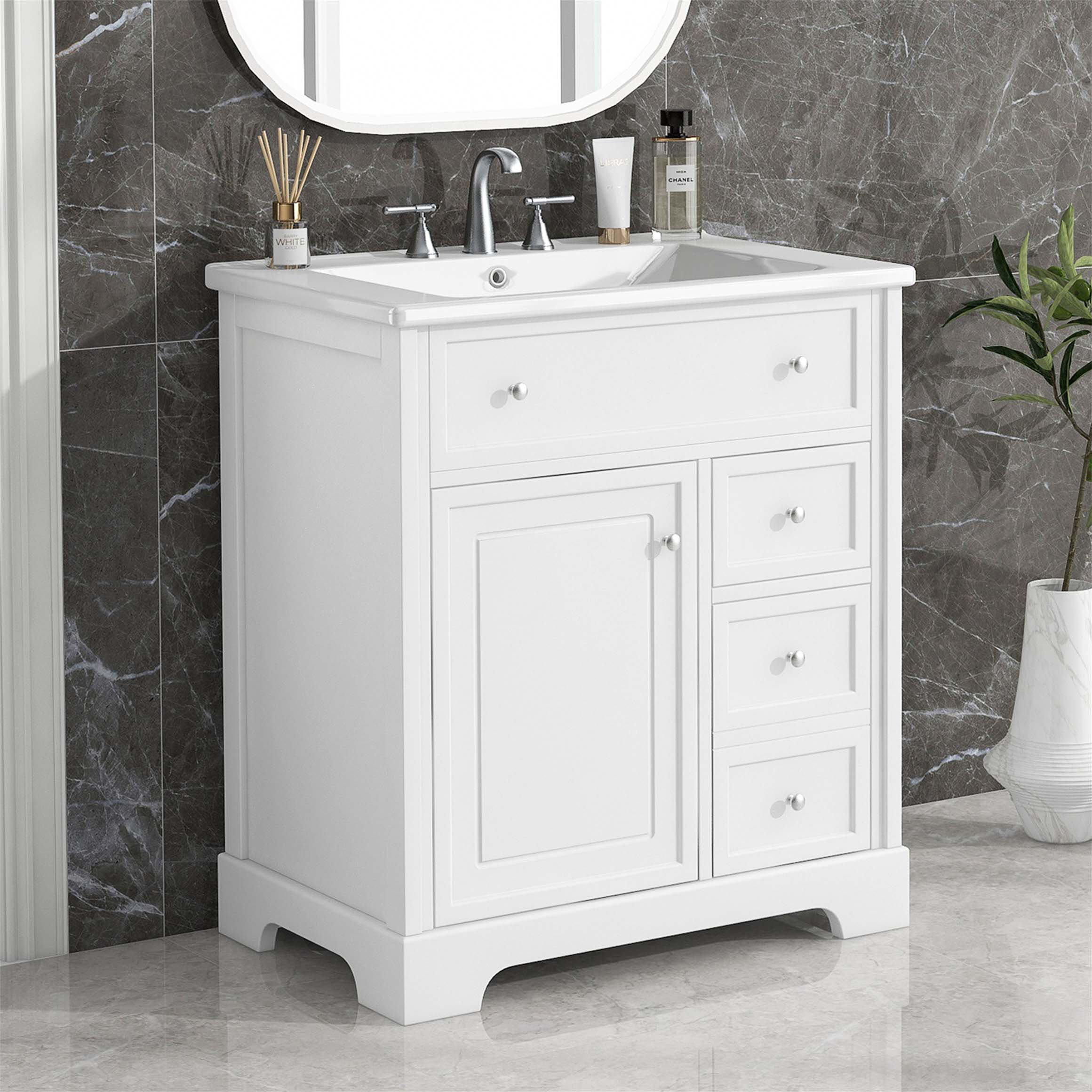 Latitude Run® Kirti 30.00'' Single Bathroom Vanity with Ceramic Top ...