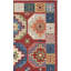 Tapis bleu / rouge en laine et coton touffeté à la main Vahakn-1198344518