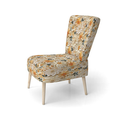 Chaise d'appoint rembourrée blanche et beige Dahlia
