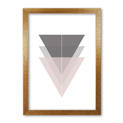Black, Grey And Pink Abstract Triangles - Print