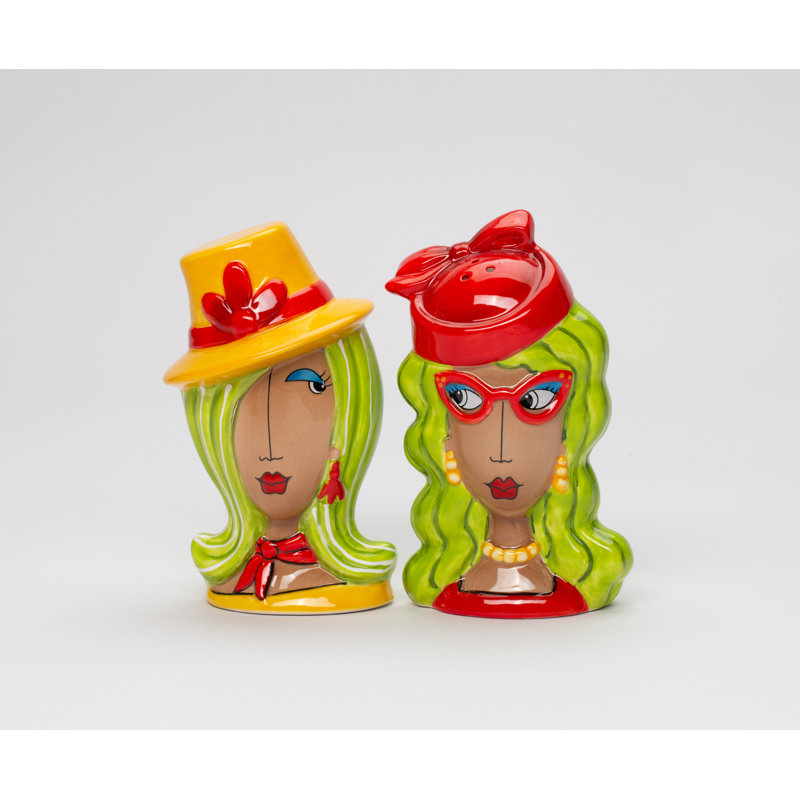 Dollymama chapeau rouge et chapeau jaune Dame sel et poivre