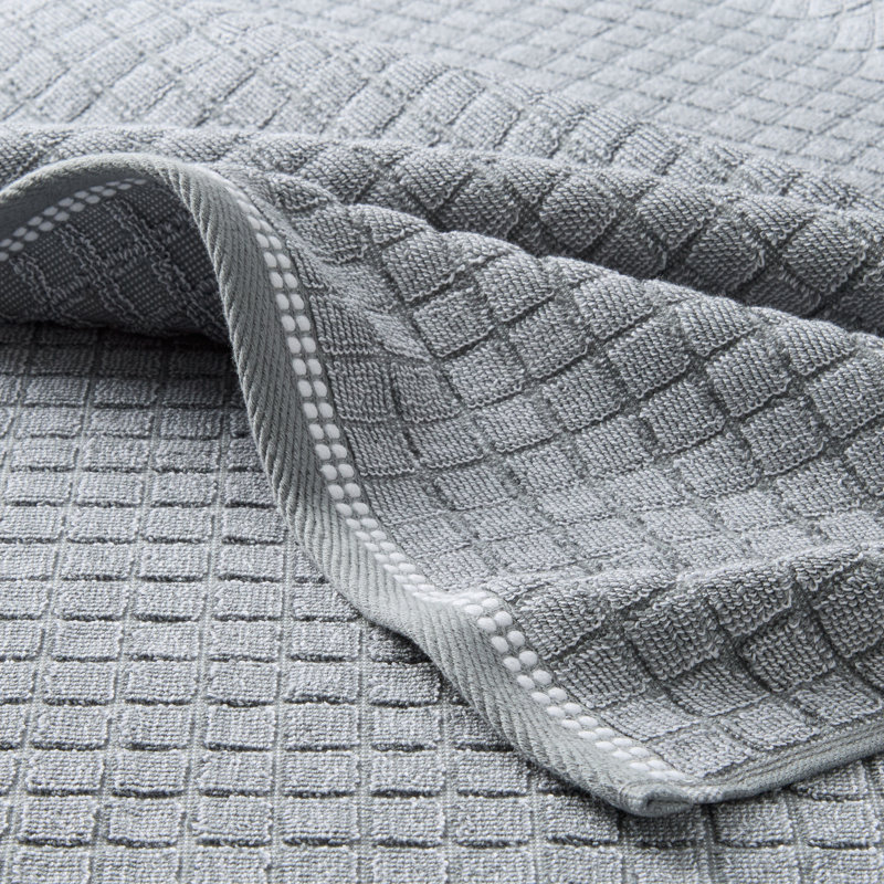 TOWN & COUNTRY EVERYDAY 4-Piece Textured Windowpane Hand Towel Set, 20x30-Inch, 100% Cotton, Gray