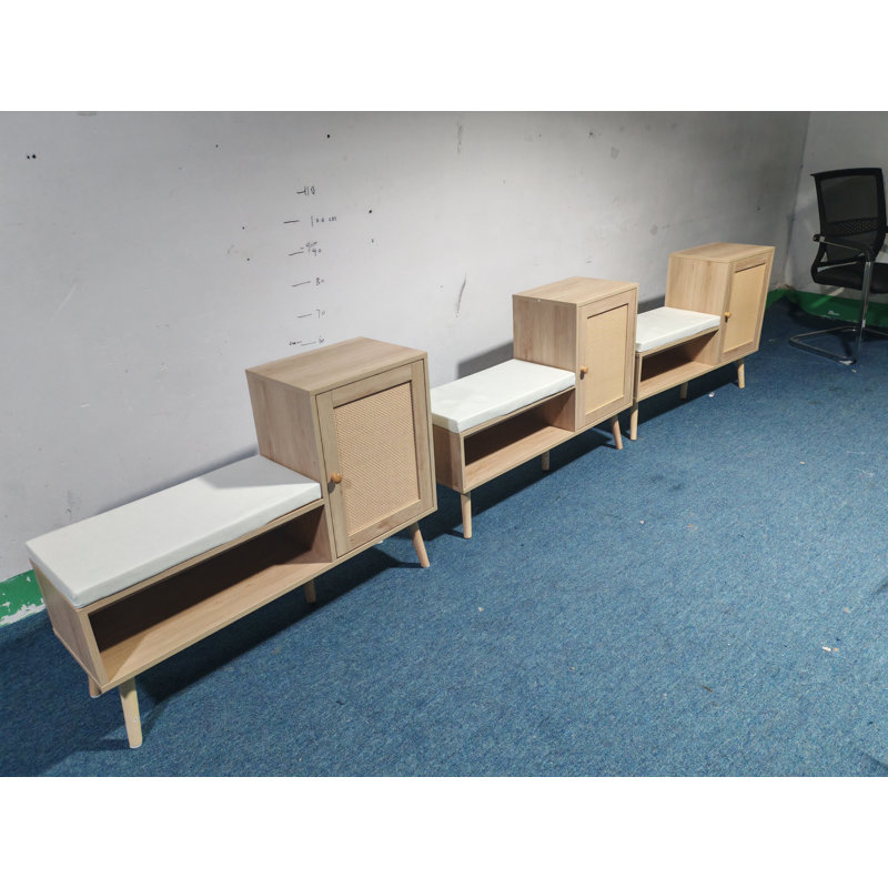 Banc de rangement à chaussures 2 en 1 avec tablettes ajustables et coussin d'assise amovible