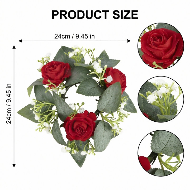 2 bougies de fleurs artificielles pour couronnes et piliers, Rouge