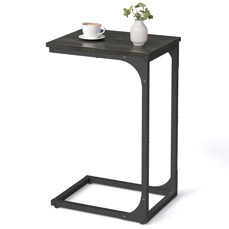 C-shaped End Table, Ebonized Oak/Black, 24.4" H x 15.7" W x 11.8" D