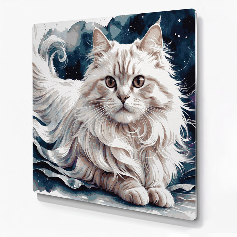 Chats, art mural gris de Mandchourie en métal, H 12 po x l 12 po
