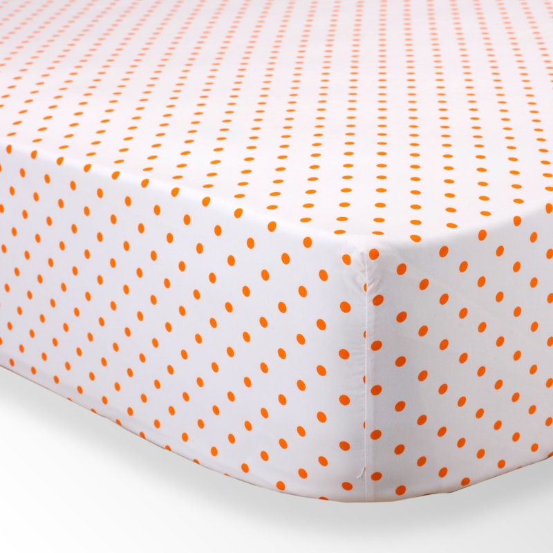 Twin White and Orange Polka Dot Microfiber Sheet Set