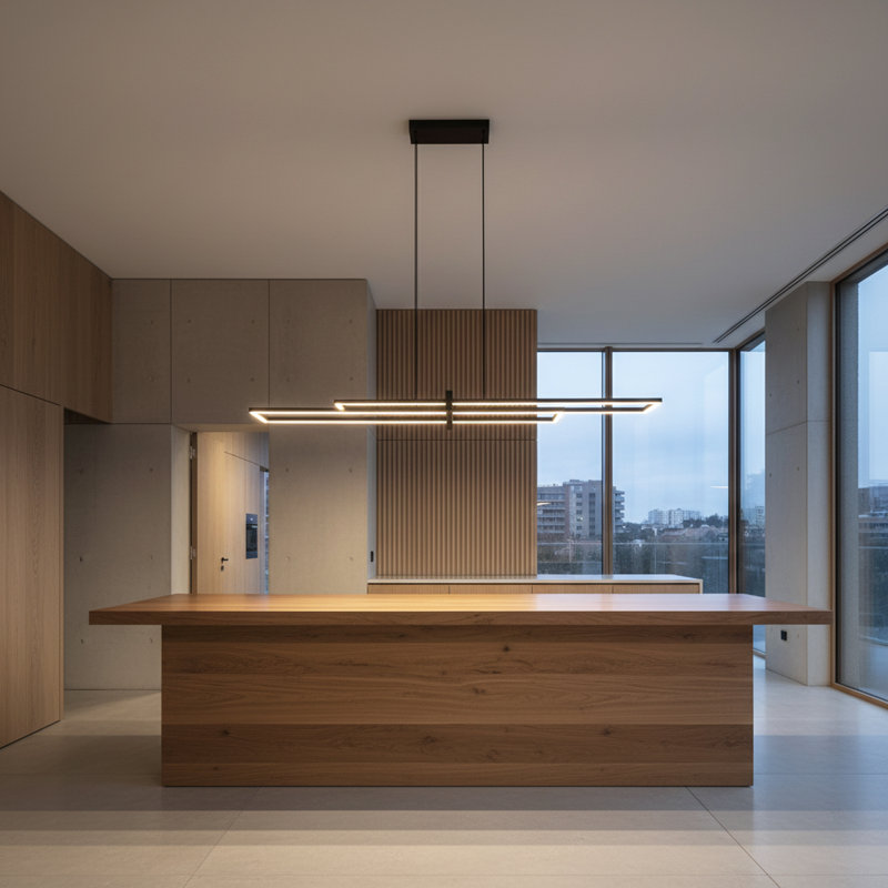 Frode Modern Kitchen Island Pendant 48 Inches Linear Chandelier 3000 K Wall Switch Dimmable, 2.8" H x 48" W x 12.2" D, Black