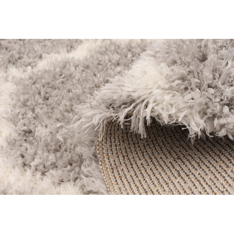 Tapis gris / ivoire Vieira Trellis, Rectangle 6 pi 7 po x 9 pi 6 po