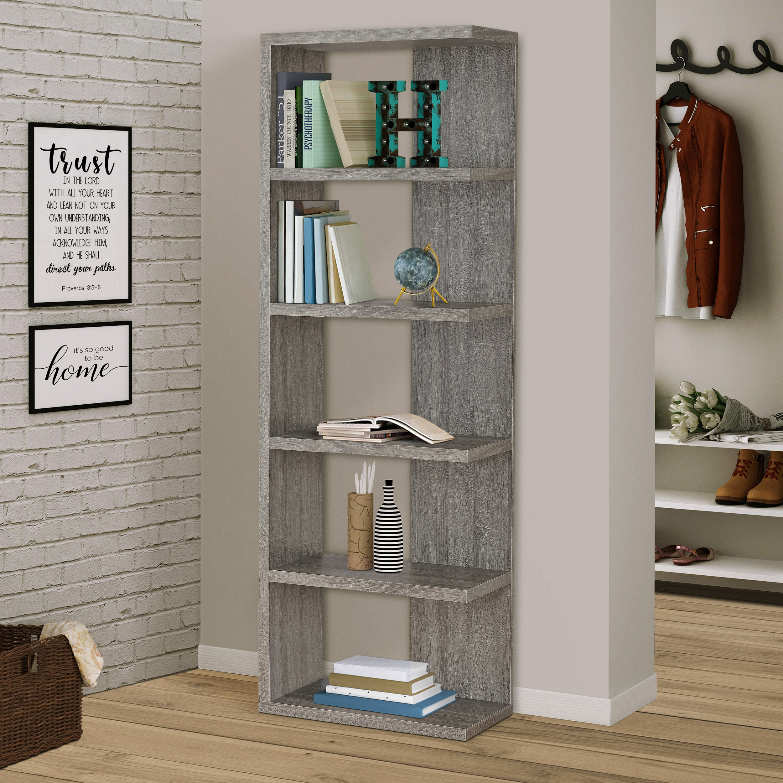 Latitude Run® Kechi Corner Shelf Corner Bookcase with 5 Tier Storage Shelves  for Bedroom, Living Room & Reviews