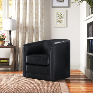 Euben 76.2Cm Wide Faux Leather Swivel Barrel Chair