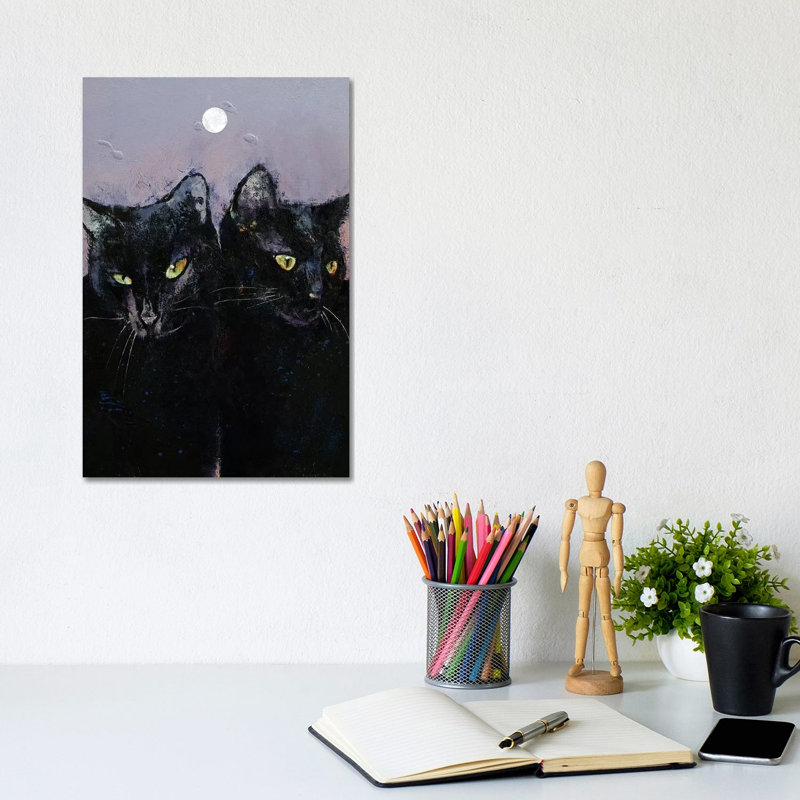 Gothic Cats 1 Piece Wrapped Canvas Painting, 20.32 cm H x 30.48 cm W