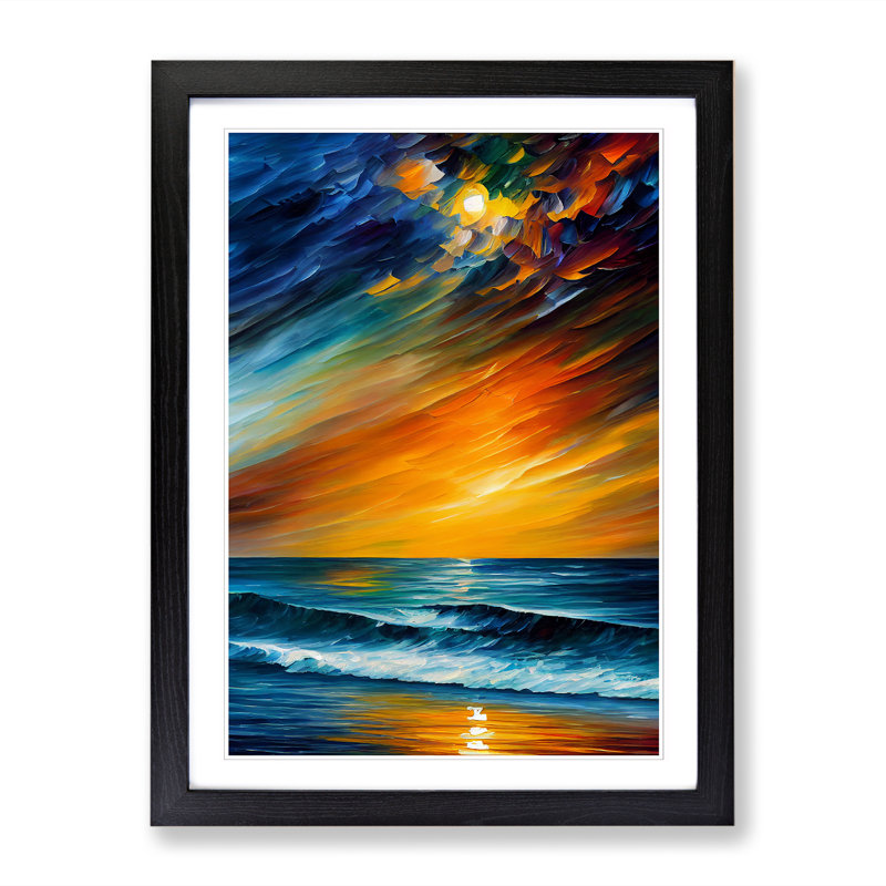 Ocean Painted - Picture Frame Print, Black, 64cm H x 46cm W