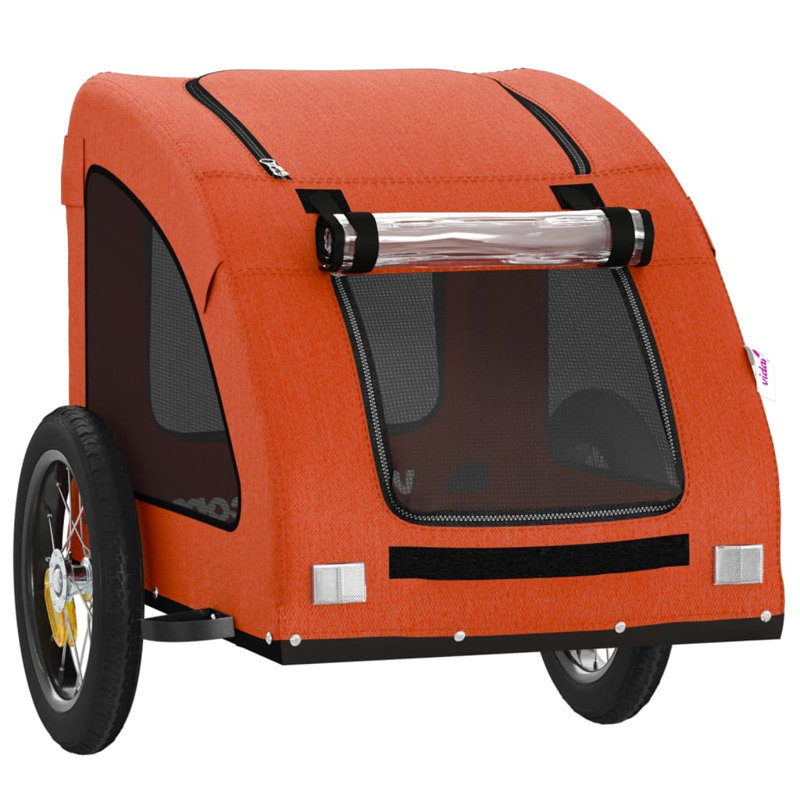 vidaXL Pet Bike Trailer Oxford Fabric and Iron, 53cm H x 124cm W x 53cm D, Orange