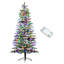 Arbre de Noël artificiel pin de montagne pré-éclairé Ft, arbre de Noël enneigé floqué, arbre de Noël à charnière avec lumières DEL et bouts de branches pour la décoration des fêtes, vert