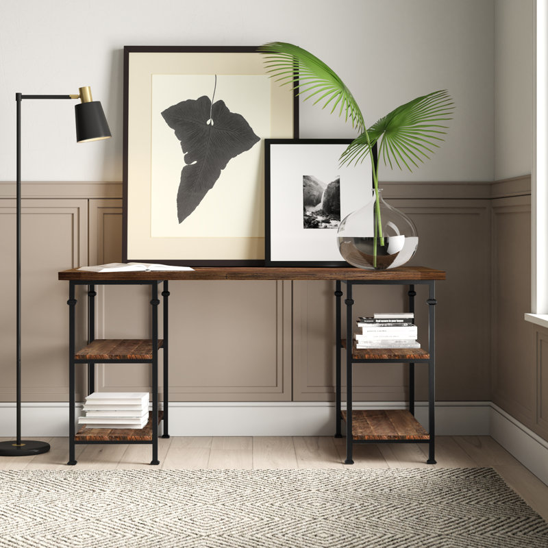Zona Solid Wood Top Executive Desk, Brown