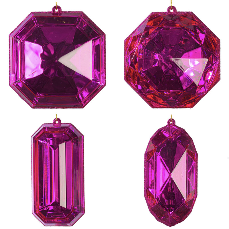4-5" Jewel Glitter Ornament, includes 4 pieces per bag, Pink