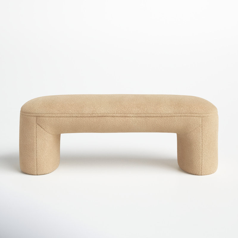 Torrance Polyester Upholstered Bench, Tan Sherpa