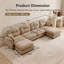 Canapé modulaire minimaliste en chenille plissée avec 2 poufs, canapé d'angle 4 places en forme de U, couleur camel-1644809263