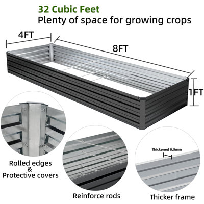 Lafayette Rectangular Galvanized Metal Raised Garden Bed