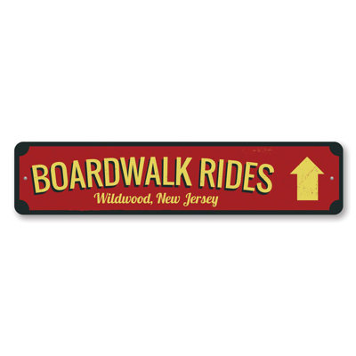 Boardwalk Rides Arrow Custom Aluminum Sign