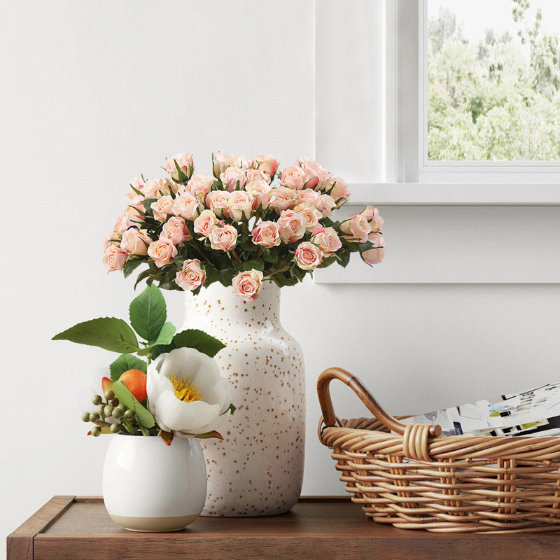 12PCS Fleurs artificielles roses en soie, Champagne