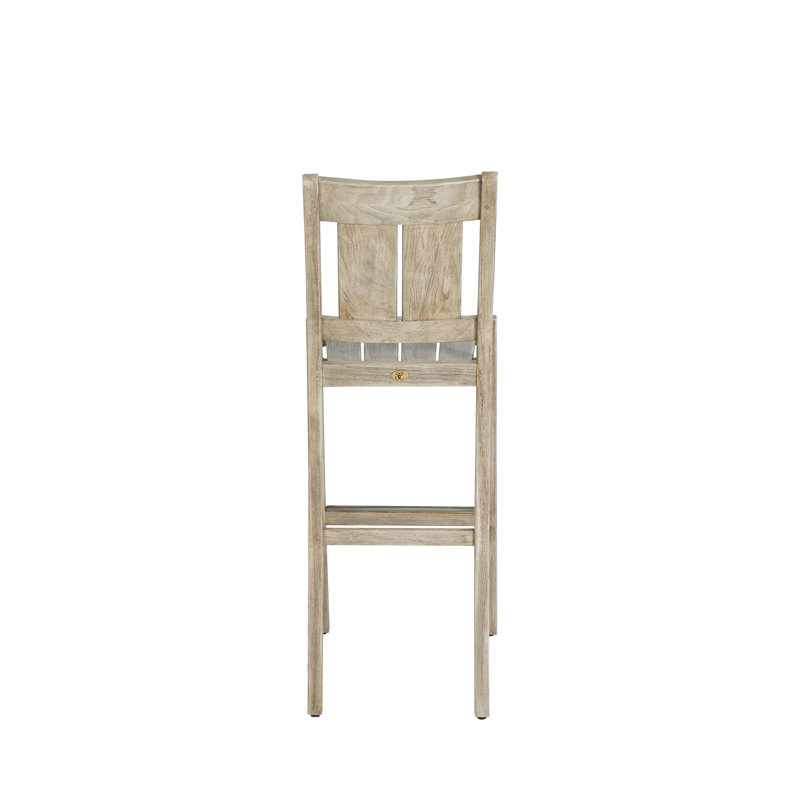 Croquet 30" Patio Bar Stool with Cushion, Welt, Bali Pearl, Oyster Teak