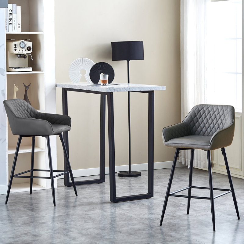 Blissfield Upholstered Counter Stool with Metal Frame, Grey