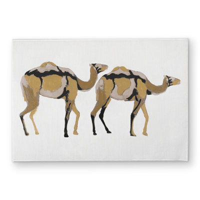 Two Abstract Dromadars Beige Wildlife Door Mat | Home Decor