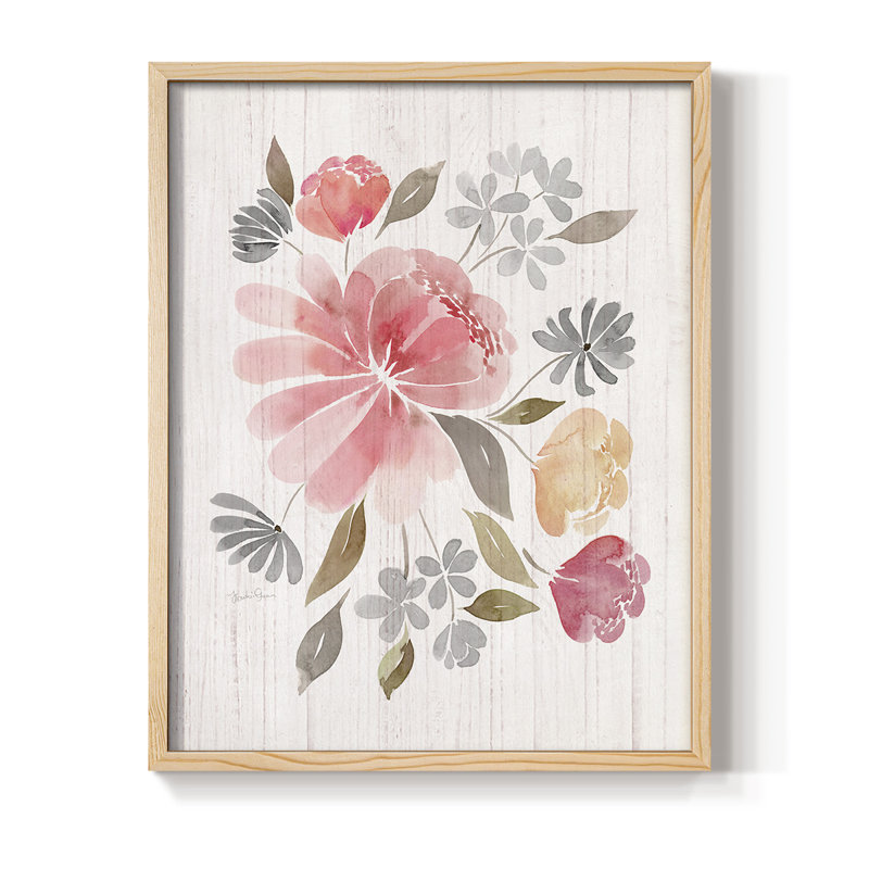 «Loose Peony I», reproduction encadrée - bois massif, H 30 po x l 24 po, Naturel